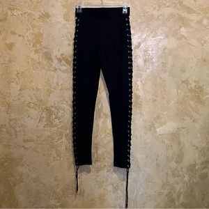 Forever 21 long black lace up leggings - never worn new with tags - size XS